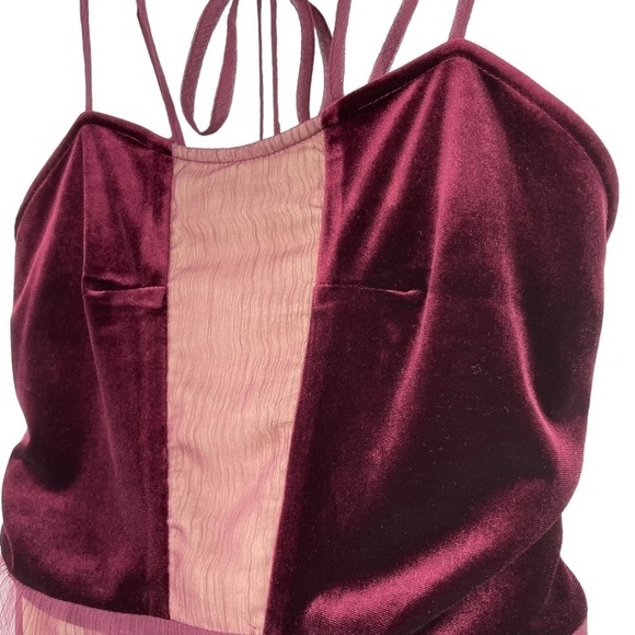 Anthropologie Foxiedox Dante Wine Lush Velvet Gauze Halter Dress Style WA560DR - Picture 5 of 13